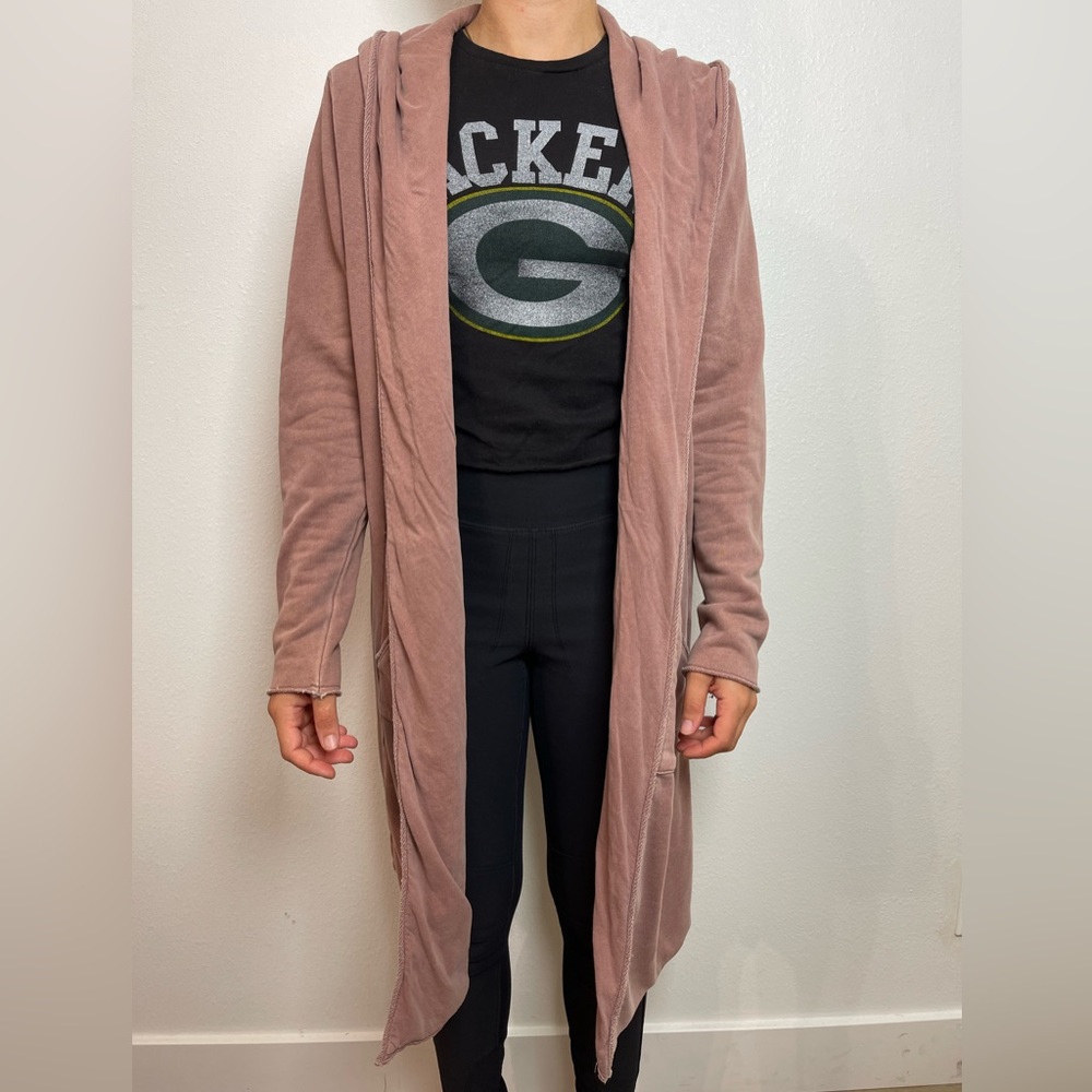 M Mauve Oversized Cardigan With Pockets And Hood